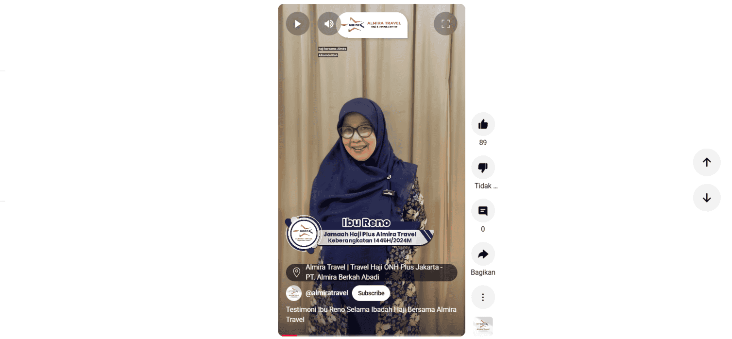 Testimoni Ibu Reno Selama Ibadah Haji Bersama Almira Travel